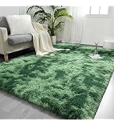 FlyDOIT Large Area Rugs for Living Room, 4x6 Feet Tie-Dyed Green Shaggy Rug Fluffy Throw Carpets,...