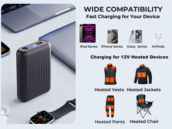 12V Battery Pack for DEWBU Heated Jacket Polar Fleece women men