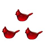 ZhangyiHot 3 Pcs Acrylic Cardinal Figurine Home Decor Glass Red Bird Statue for Illuminated Displ...