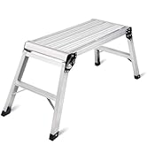 LEADALLWAY Work Platform Aluminum 30"x12"x20" Step Ladder Heavy Duty Foldable Aluminum Platform 3...