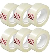 6 Rolls Transparent Tape Refills, Clear Tape, Hand Tearable, 3/4 x 1000 Inches, Glossy Gift Wrapp...