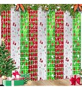 3 Pack 3.2ft x 6.6ft Christmas Metallic Foil Fringe Curtains, Red White Green Christmas Pattern T...