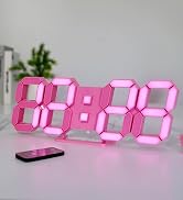KOSUMOSU Pink LED Clock 3D Wall Clock 9.7