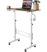 SIDUCAL Small Standing Desk Adjustable Height, Small Mobile Stand Up Desk with Wheels, Rolling De...