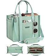 FIORETTO Women’s Canvas Tote Bag Purse with Zipper, Multi Compartment & Reinforced Bottom, Ideal ...