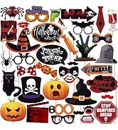Halloween Photo Booth Props Kit - Pack of 38, Halloween Decorations | Happy Halloween Props for H...