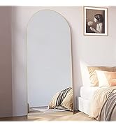 XKZG 65" x 22" Arched Full Length Mirror Floor Mirror with Wooden Frame Full Body Mirror Stand Wa...