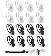 16 Pack Silicone Cable Ties, Reusable Star Design Cord Organizer Straps With 2 Binding Methos, Du...