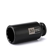EMENTOL 1/2 Inch Drive Deep Spindle Axle Nut Impact Socket, CR-MO, 12 Point, Metric, Deep 12PT Im...