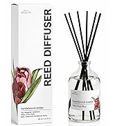 BITSOTA Sandalwood Amber Reed Diffuser Set for Bathroom & Home, Long Lasting Essential Oil Aroma,...