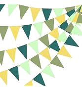 60pcs Golden Green Pennant Banner 82ft CardStock Paper Pennant Triangle Bunting Flag for Annivers...