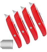 TIFICAL 4-Pack Box Cutter Utility Knife, Box Cutter Retractable All Metal, Box Cutters with 10 Ex...