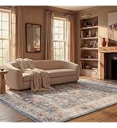 SAFAVIEH Washable Rug Arizona Collection - 9' x 12', Green & Beige, Slip Resistant & Easy to Clea...