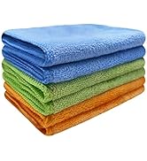 SURPRISE PIE Microfiber Cleaning Cloths Softer Highly Absorbent Reusable 16"x12" Pack of 6 (Green...
