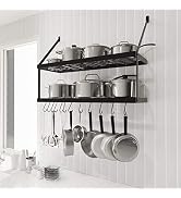 KES 30-Inch Pot Rack 2 Tier Pan Rack for Kitchen Wall Mounted Pot Organizer with 12 S-Hooks Heavy...