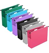 Extra Capacity Plastic Hanging File Folders,12 Pack Reinforced Expanding Hang Folder Letter Size,...
