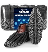 squish Boot Covers Disposable Non Slip, Black Durable Shoe Covers Disposable for Indoors, 50 Pack...