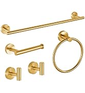 5-Piece Bathroom Hardware Set, Gold SUS304 Stainless Steel Bathroom Accessories Kit, Includes 24"...