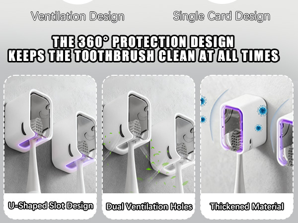 Toothbrush Holder Wall Mounted with Cover for Shower, Single Toothbrush Dispenser Storage Organizer