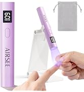 AIRSEE Mini Handheld UV Light with Storage Bag & Stand,Cordless and Portable Nail Lamps,2 Timers ...