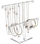MOOCA Deluxe Clear Acrylic Jewelry Organizer, 2 Tier T-Bar Bracelet Holder, Acrylic Necklace Hold...