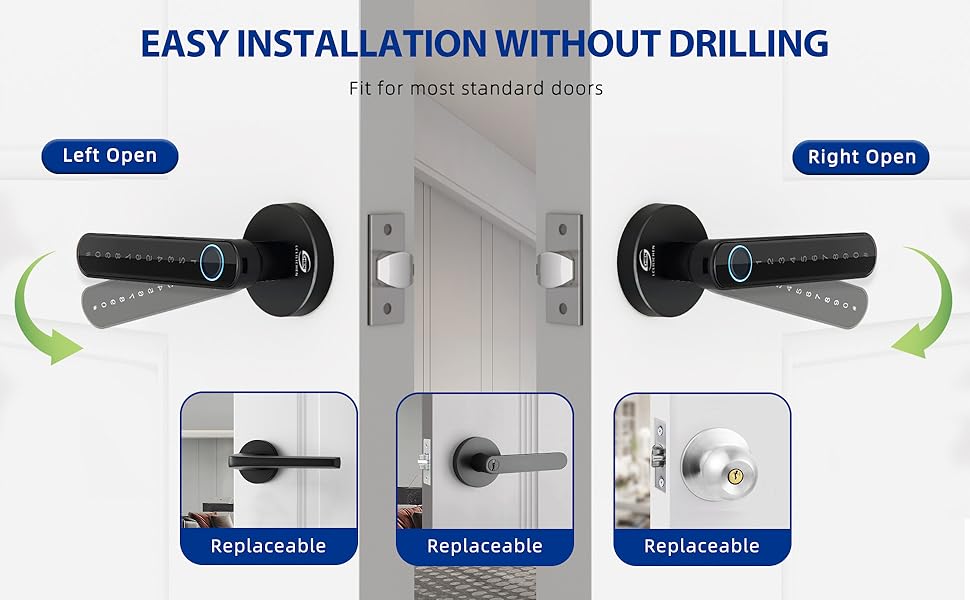 keyless door lock with handle