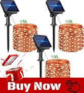 kolpop Orange Solar Fairy Lights Outdoor Waterproof, 3 Pack Total 96FT 240LED Solar Powered Strin...