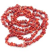 HAAMIIQII 5-8mm Red Coral Chips Irregular Chip Stones Loose Gemstone Energy Healing Beads