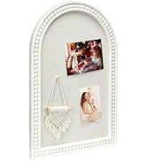 Umtiti 16" x 24" Linen Bulletin Board, Arched White Wooden Frame with Beads,Elegant Style Pin Boa...