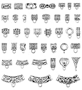 JIALEEY Connectors Bail Tube Beads fit European Charm Bracelet Pendant Mix Tibetan Silver Spacer ...