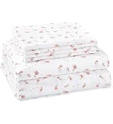 BYSURE Queen Sheet Set 6 Pieces (Pink Floral), Cottage Core Botanical Patterned Sheets, Victorian...