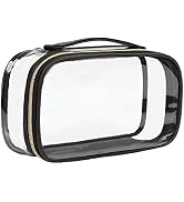 Clear Makeup Bag, TSA Approved Toiletry Bag Small Portable Travel Transparent Cosmetic Bag Organi...
