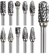 Carbide Burr Set Compatible with Dremel Rotary Tool 10Pcs Double Cut Carbide Rotary Burr Set with...