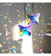 H&D HYALINE & DORA Set of 2 Crystal Butterfly Suncatcher 2.7" Crystal Sun Catchers Prisms Rainbow...