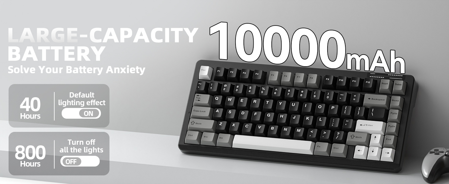 large battery usb-c wireless rechargeable keyboard office keyboard