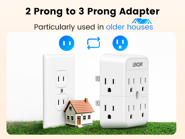2 to 3 prong outlet adapter