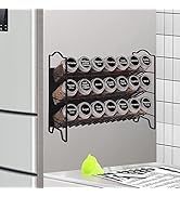 SWOMMOLY Magnetic Spice Rack for Refrigerator with 21 Spice Jars, 396 Spice Labels, Chalk Marker ...