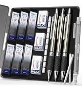 WUO 0.7 mm Mechanical Pencil Set with Eraser Pen Storage Case, 3 PCS | Metal Drafting Pencils, 36...