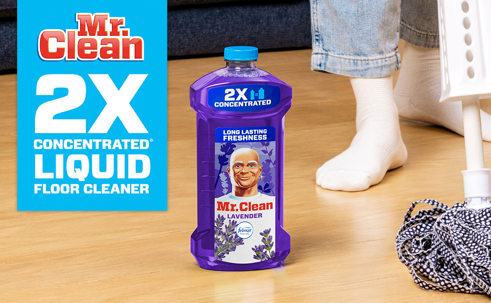 Mr. Clean Multi Surface Cleaner with Febreze Lavender Scent - 2x Concentrated Liquid Floor Cleaner