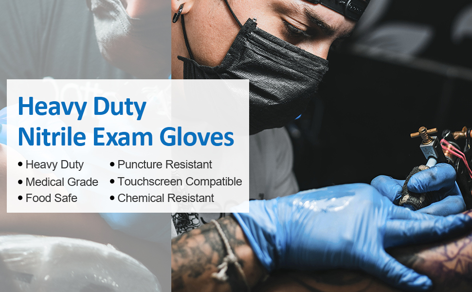 TitanFlex Heavy Duty Nitrile Exam Gloves - Medical Grade, Food Safe, Puncture/Chemical Resistant