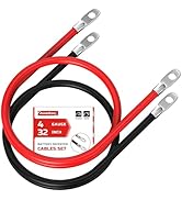 AWELTEC 4 AWG Battery Cable, 4 AWG 32 Inch Pure Copper Battery Inverter Cables with 3/8" Tabs on ...