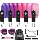 WHATAFIT Resistance Bands, Exercise Bands, Workout Bands with Handles, Door Anchor and Ankle Stra...
