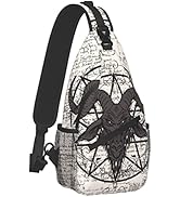 bassyil Goat Skull Sling Bag Crossbody Travel Hiking Chest Backpack Shoulder Daypack for Women Me...