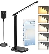 Desk Lamp with Charger, 10%-100% Stepless Dimmable & 5 Color Modes Study Lamp, Touch Control, 30-...