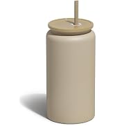 UIRZOTN Glass Cups With Lids and Straws, 16oz Stainless Steel Beer and Iced Coffee Cup, Smoothie ...