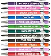 PASISIBICK 12 Pieces Inspirational Ballpoint Pens with Stylus Tip, Office Quotes Snarky Screen To...