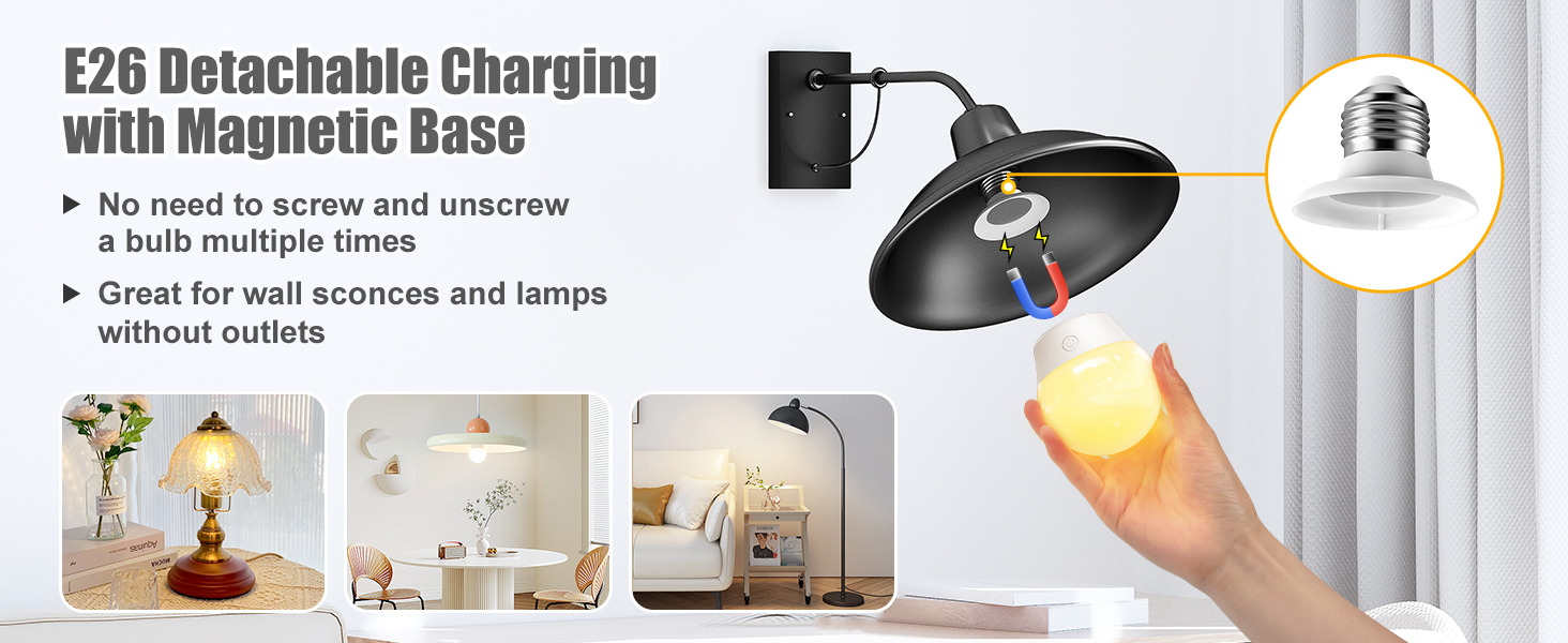 E26 Rechargeable Light Bulb with Remote