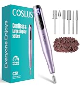 COSLUS C51 Electric Cordless Nail Drill: Professional Nail File with LED Screen & 25 Speeds for A...