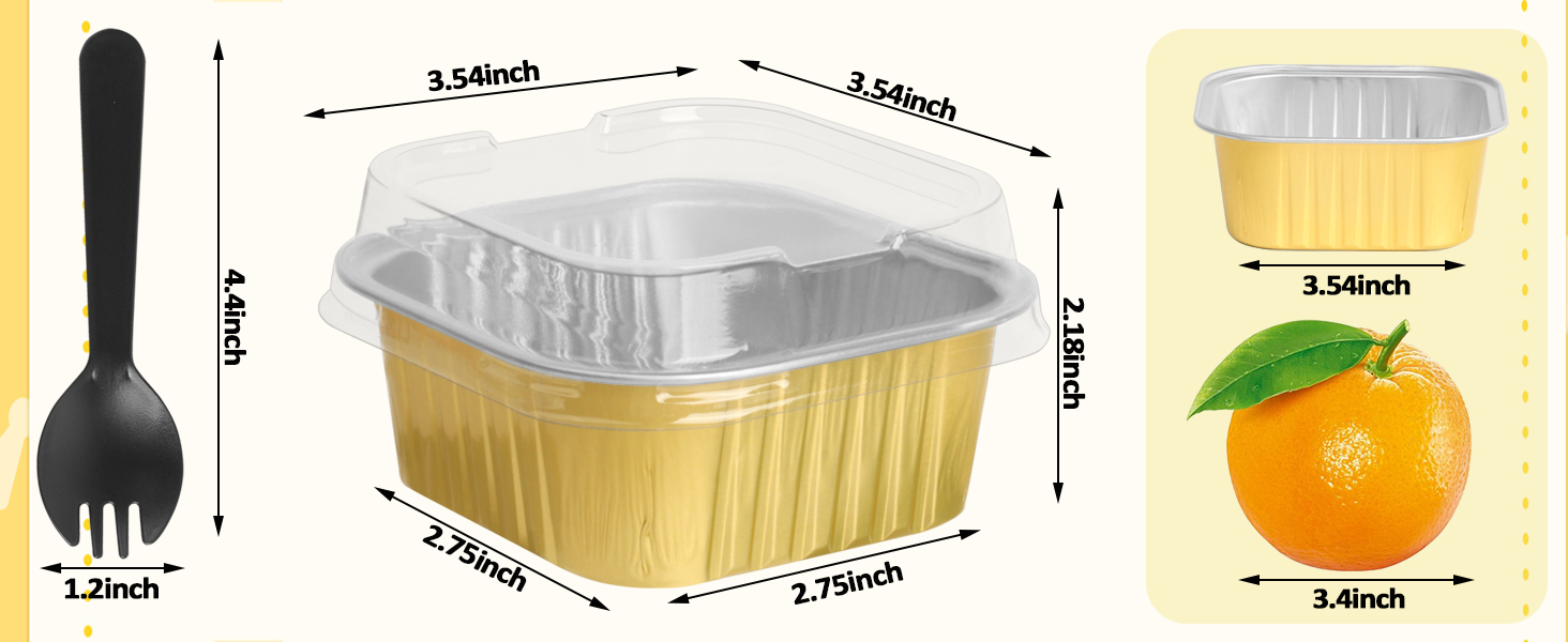 5 OZ Square Mini Baking Pans with Lids