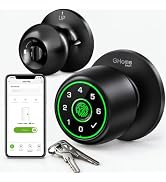 GHome Smart Door Knob Lock with Fingerprint, Keypad & App for Bedrooms | 700mAh Rechargeable Batt...